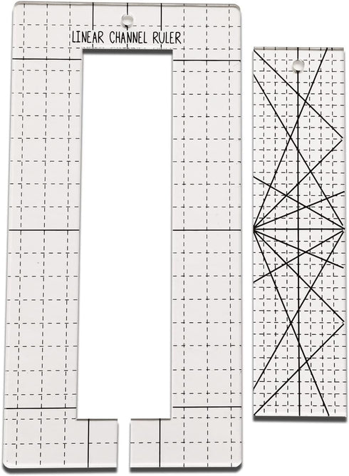 YICBOR 2pcs Linear Channel Quilting Rulers and Templates Set...
