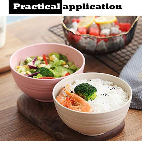 4 PCS 4.7inch Lightweight Wheat Straw Bowl, Unbreakable Cereal Pasta Bowls Microwave& Dishwasher Safe, Reusable Tableware Dinnerware Fruit Snack C...