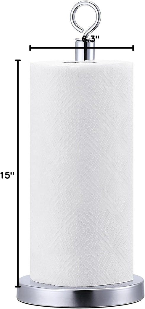 SunnyPoint Heavy Weighted Sturdy Paper Towel Holder Stand Dispenser with Stainless Base Fits Standard and Jumbo Sized Paper Towel, Chrome...