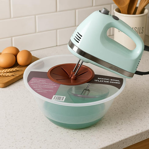 Dependable Industries inc. Essentials 12" Mixing Bowl Splatter Guard BPA FREE Fits Most Hand and Electric Mixers Red...