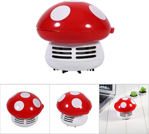 TOPINCN Mushroom Desktop Vacuum Cleaner, Mini Mushroom Shape Cute Desktop Keyboard Corner Dust Vacuum Cleaner Sweeper for Home School Office(Red)...