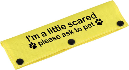 Funny Dog Leash Sleeve I'm a little scared please ask to pet Leash Wrap Alert Hanging ID Patch Tag Pet Birthday Gift (Little Scared-YE Sleeve)...