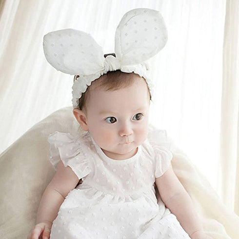 RQJ Baby Girls Rabbit Headband Bunny Ear Headwear Kids Hair Band Headwrap(white)...