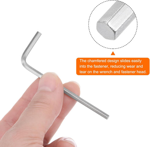 5pcs Hex Key Wrench 3mm L-Shape Hexagon Metric Wrenches Chrome Vanadium Steel Repairing Tool for Home Repair, Silver Tone...