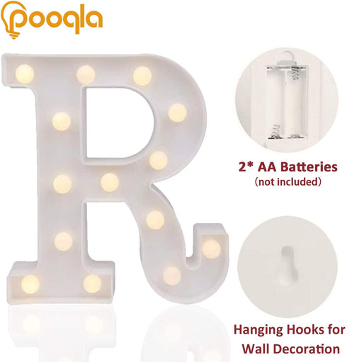 Pooqla LED Marquee Letter Lights Sign, Light Up Alphabet Letter for Home Party Wedding Decoration R...