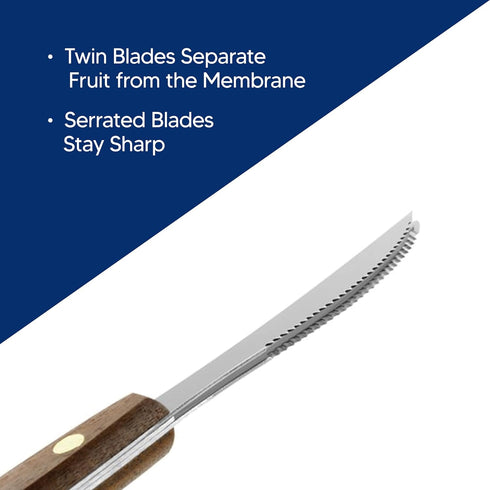 HIC Kitchen Squirt Free Serrated Twin-Blade Grapefruit Sectioning Knife, Stainless Steel Blades, Set of 2...