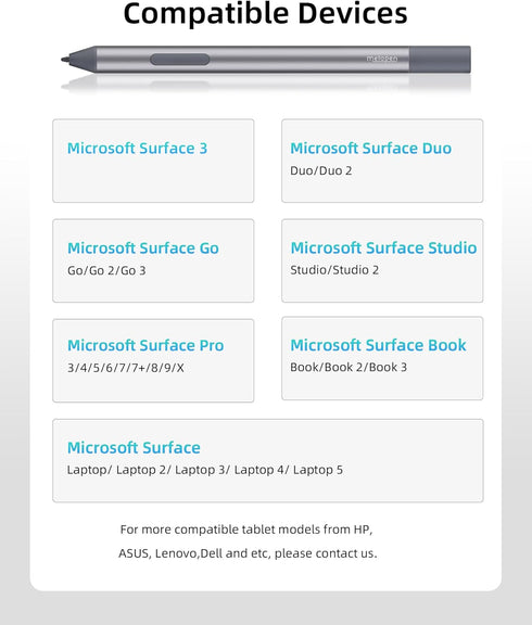 Metapen Stylus Pen M2 Biz for Microsoft Surface (AAAA Battery, Smooth Writing),Work for Surface Pro X/9/8/7+/7/6/5/4/3,Surface Go 3/Book 3/Laptop ...