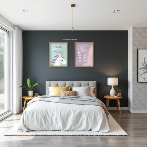 Posterizer 2 pcs-Paster Girly Unicorn Fun Inspiring Sayings-Comedy Art-Motivational & Inspirational Art-Gift for Girls, Boys, Teens-decor for Girl...