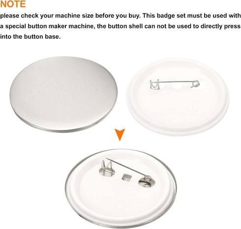 PATIKIL 2.26inch Button Parts, Blank Button Making Supplies,50Pcs Round Badge Parts DIY Pin Maker Kit for Button Maker Machine with Metal Cover Pl...