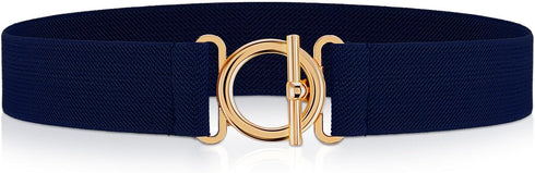 Women Elastic Belt, Invisible Stretch Ladies Belts with Gold Flat Buckle Skinny Waist Belt For Jeans Pants Dresses...