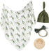 Little Jump stretchy baby Swaddle Blanket and Hat Bow Set, Olive Branches Jersey Cotton Receiving Blanket, newborn hospital outfit for Boys (Green...