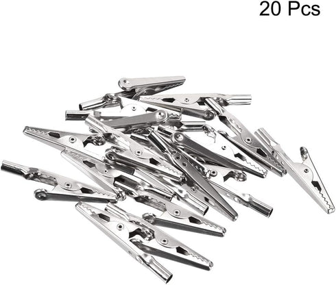 uxcell 20pcs 10A Heavy-Duty Alligator Clips,Battery Crocodile Electrical Test Clamps,Battery Charger Clamp,Silver Tone...