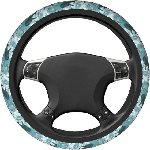 KiuLoam Watercolor Ocean Sharks Car Steering Wheel Cover, Universal Fit 15 Inch Steering Wheel Cover Protector for SUV Sedan Vans Trucks for Women...