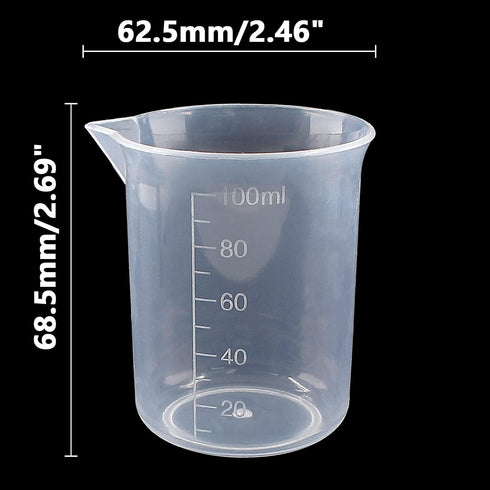 100ml/3.4oz Plastic Graduated Beaker (3 Pack), Transparent PP Measuring Cup Mixing Cup for Kitchen Lab...