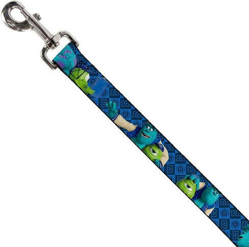 Buckle-Down Pet Leash - Monsters University Sulley & Mike Poses/Checkers Blue - 6 Feet Long - 1.5" Wide...