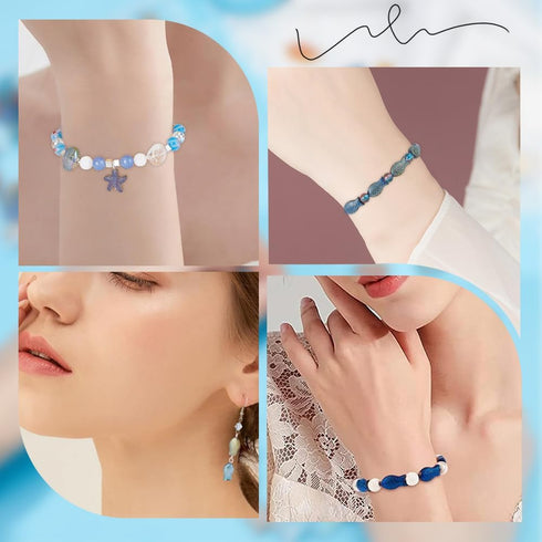 SUNNYCLUE 1 Box 120Pcs Ocean Beads Electroplate Glass Fish Beads Sea Shell Beads Summer Hawaii Sea Animal Beads Glass Starfish Bead Seashell Beads...