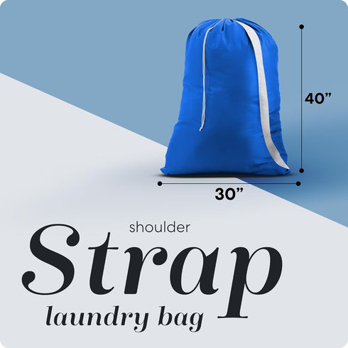 Handy Laundry Shoulder Strap Bag - Drawstring Locking Closure, Durable Nylon Material, Large Capacity, Heavy Duty Stitching, Perfect for Laundroma...