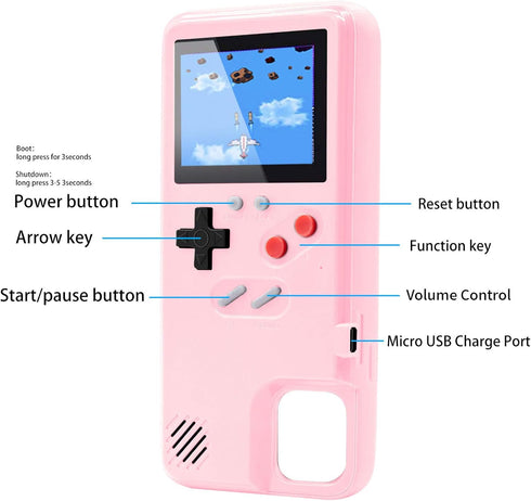 Game Console Case for iPhone, Retro Protective Cover Self-Powered Case with 36 Small Games,Full Color Display,Video Game Case for iPhone 15 Plus (...
