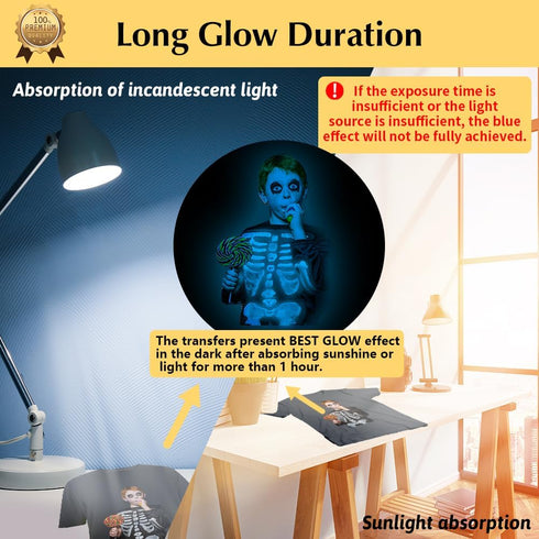 TransOurDream Luminous Heat Transfer Paper for T Shirts (10 Sheets, 8.5x11'', Glow 2.0) Printable Heat Transfer Vinyl for Inkjet Printer Iron on T...