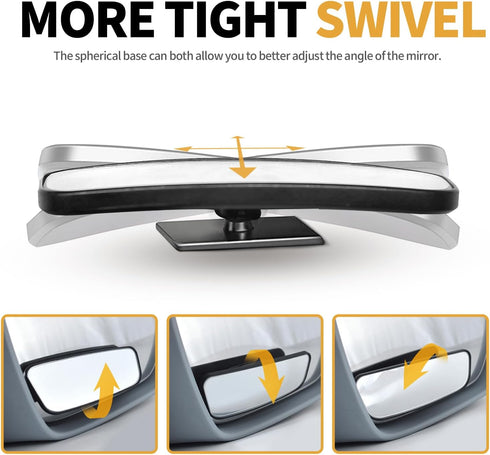 2 PCS Car Rear View Blind Spot Mirror, 3.7 x 1.4 Inches HD Rectangle Glass Adjustable Convex Wide Angle Rearview Mirror, Universal for Most Cars, ...