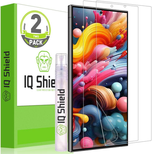 IQShield 2 Pack for Samsung Galaxy S24 Ultra Screen Protector: Clear TPU Film, Bubble-Free Installation, Scratch-Resistant, Case Friendly, HD Clar...