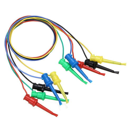 Sumnacon 5 Pcs Multimeter Electrical Test Dual Lead Test Hook Clips - 5 Colors Silicone to Flexible Test Cables for Electronic, Component, Testing...