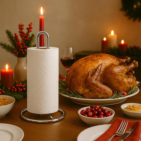Creative Home Heavy Duty Metal Paper Towel Holder | Standing Roll Dispenser for Kitchen, Dining Countertops, Bathroom, Stable Base, 4.8" Diam × 11...