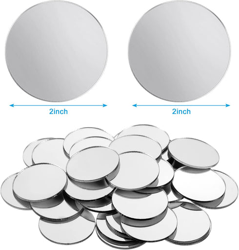 Mini Size Acrylic Round Mirror Adhesive Small Round Mirror Circles Craft Mirror Tiles for Crafts and DIY Projects Supplies (200 Pieces, 2 Inch)...