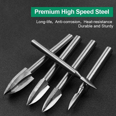 Wood Carving Drill Bits Set for Dremel Rotary Tool 5Pcs Engraving Drill Accessories Bit Wood Crafts Grinding Woodworking Tool with 1/8” Shank for ...