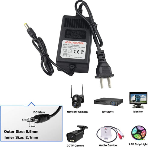 Ac 100V-240V to Dc 12v 2000ma 2a CCTV Power Supply Adapter for Home Security Camera Surveillance System...