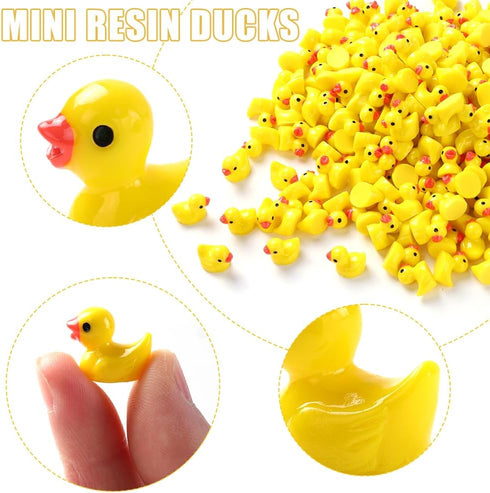 200pcs Mini Resin Ducks Yellow Tiny Ducks Mini Ducks Bulk Little Duck Figures Plastic Small Miniature Ducks for Dollhouse Decor Micro Fairy Garden...