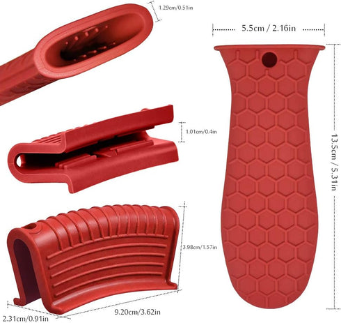 Silicone Hot Handle Holder, Heat Resistant Potholder Cookware Handle Cast Iron Skillets Handles Grip Covers for Cast Iron Skillet...