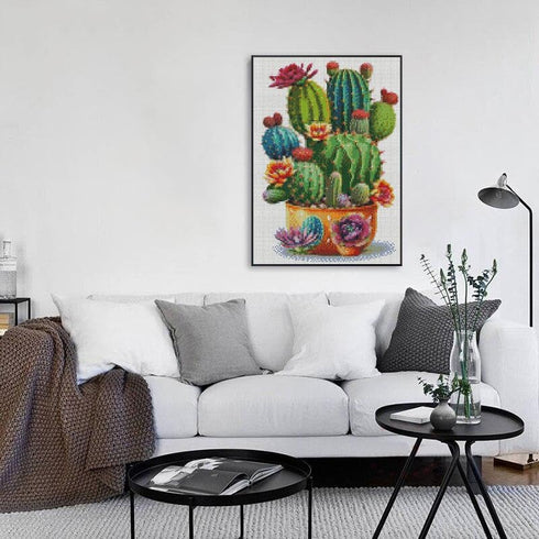 Succulent Stamped Cross Stitch Kits for Adults Beginners, Easy DIY Counted Cross Stitch Kit Printed Patterns Dimensions Needlepoint Art Crafts Emb...