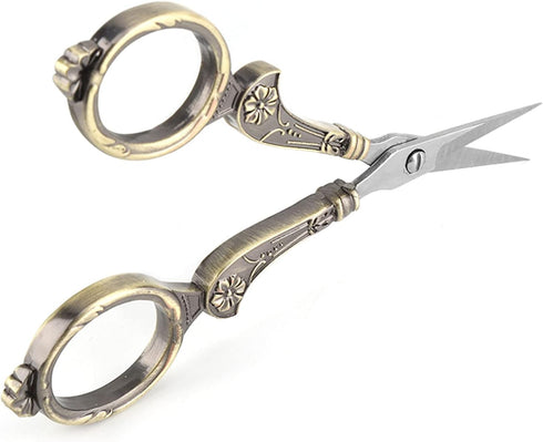 Scissors,Mini Vintage Stainless Steel Sewing Scissors Classical Cutting Embroidery Crafts Tool(Figure 8 cut bronze)...