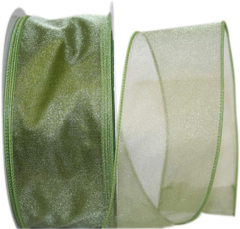 Reliant Ribbon Sheer Lovely Value Wired Edge Ribbon, 2-1/2 Inch X 50 Yards, Moss...