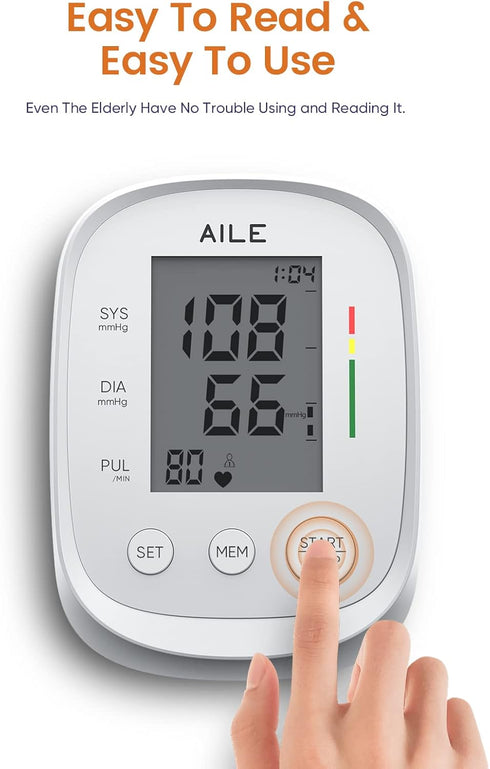 Blood Pressure Monitor,AILE blood pressure machine Upper Arm Large Cuff(8.7"-16.5"Adjustable),automatic high blood pressure cuff for home use,(BP)...