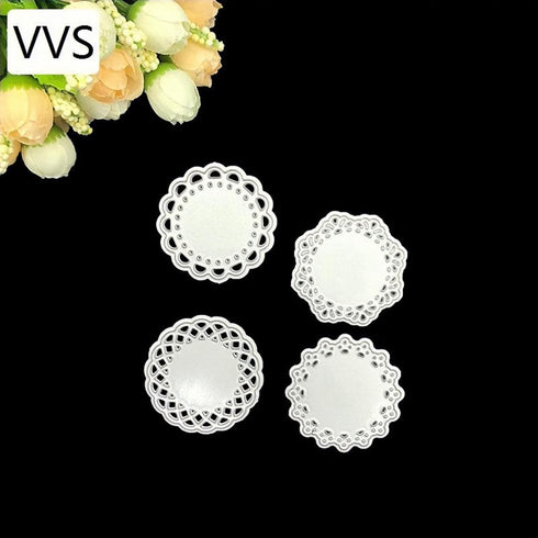 Metal Die Cuts Set Include 4 Different Patterns Round Lace Flower Border Cutting Dies Cut Stencils for Scrapbooking Photo Album Decorative Embossi...