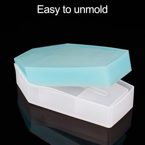 NiArt Epoxy Resin Soft Silicone Molds DIY Casting Halloween Coffin Trinket Box (4 Lids+1 Base) Handmade Art Craft Jewelry Storage Casket Container...