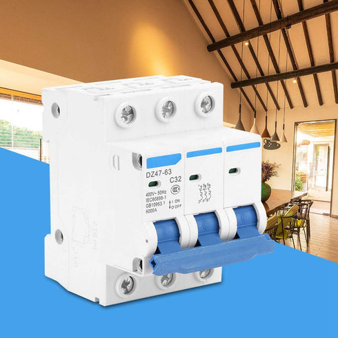 DZ47-63 3P Circuit Breaker 32A 400V Earth Leakage Overload Short Circuit Protection...