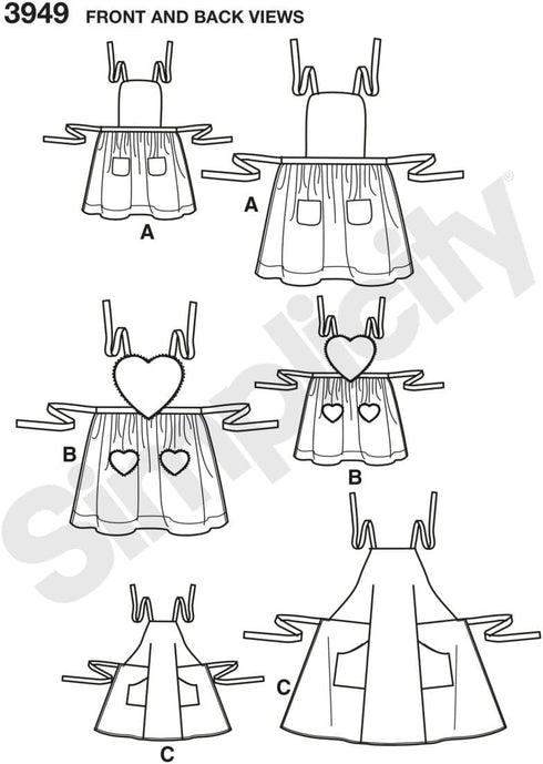 Simplicity Child and Adult Matching Apron Sewing Patterns, Sizes S-L...