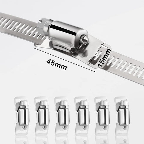 Strap Clamp, 1/2 inch 8.2ft 304 Stainless Steel Large Hose Clamp DIY Adjustable Screw Clips with 6 Stronger Fasteners Udeal for Fuel Radiator Auto...