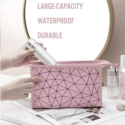 Travel Makeup Bag Organizer, Waterproofing Toiletry Bag Set, Skincare Bag with 2 Cosmetic Bags for Women, Pink Makeup Bag...