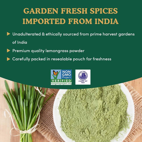 SPICE TRAIN Lemongrass Powder (226g/8oz) Non GMO, Gluten Free, 100% Raw, Sourced from India, For Cooking, Smoothies, Tea, Packed in Resealable Zip...