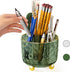Dark Green Pen Pencil Holder for Desk, 360° Rotating Pen Organizer, Green Office Supplies, Cute Pen Holder, 6-Compartment Pencil Holder Rotating...