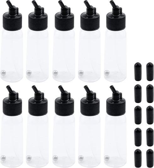 T Tulead Plastic Jar Bottles 30ml Dual-Action Adapters Airbrush Bottles Pack of 10 with Caps...