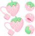 Pink Cute Strawberries Cartoon Straw Silicone Straw Plug, Straws Decorative Cap Staw Tips Bottle Accessories?Drinking Straw Dispensers?Kitchen Ute...
