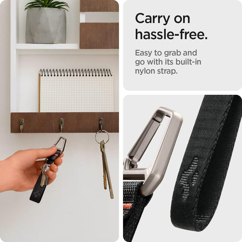 Spigen Life Carabiner Lanyard Keychain Strap for Keys ID Badge Wallet Holder and Everyday Carry Items Wrist Keychain Ring Carabiner - Black...