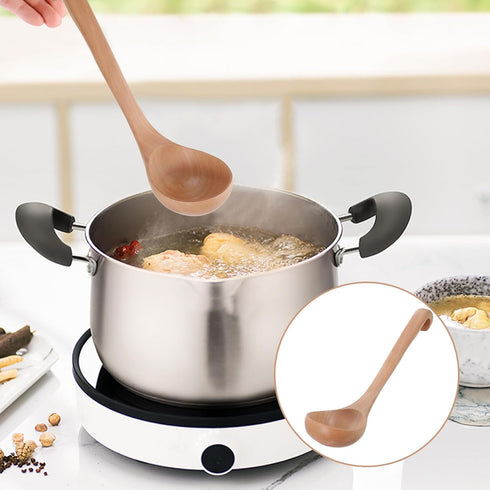 Alipis 2pcs Long Handle Spoon with Hook Rice Spoons Japanese Bamboo Spoons Honey Spoons Ramen Bowl Spoon Wooden Spoon Small Spoons Ramen Noodles S...