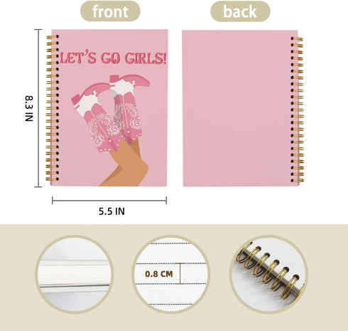 Preppy Pink College Ruled Spiral Notebook Journal, Let’s Go Girls, Pink Preppy Boots Cowgirls Hardcover Spiral Notebook Journals for Girls School ...