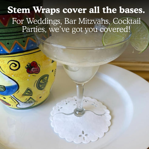 Regency Wraps Fabric Stem Wraps, Covers for Stemmed Glass Bases, Pack of 12 Elegant Yet Absorbent and Disposable Table Decor, Fit up to 3.25" Base...